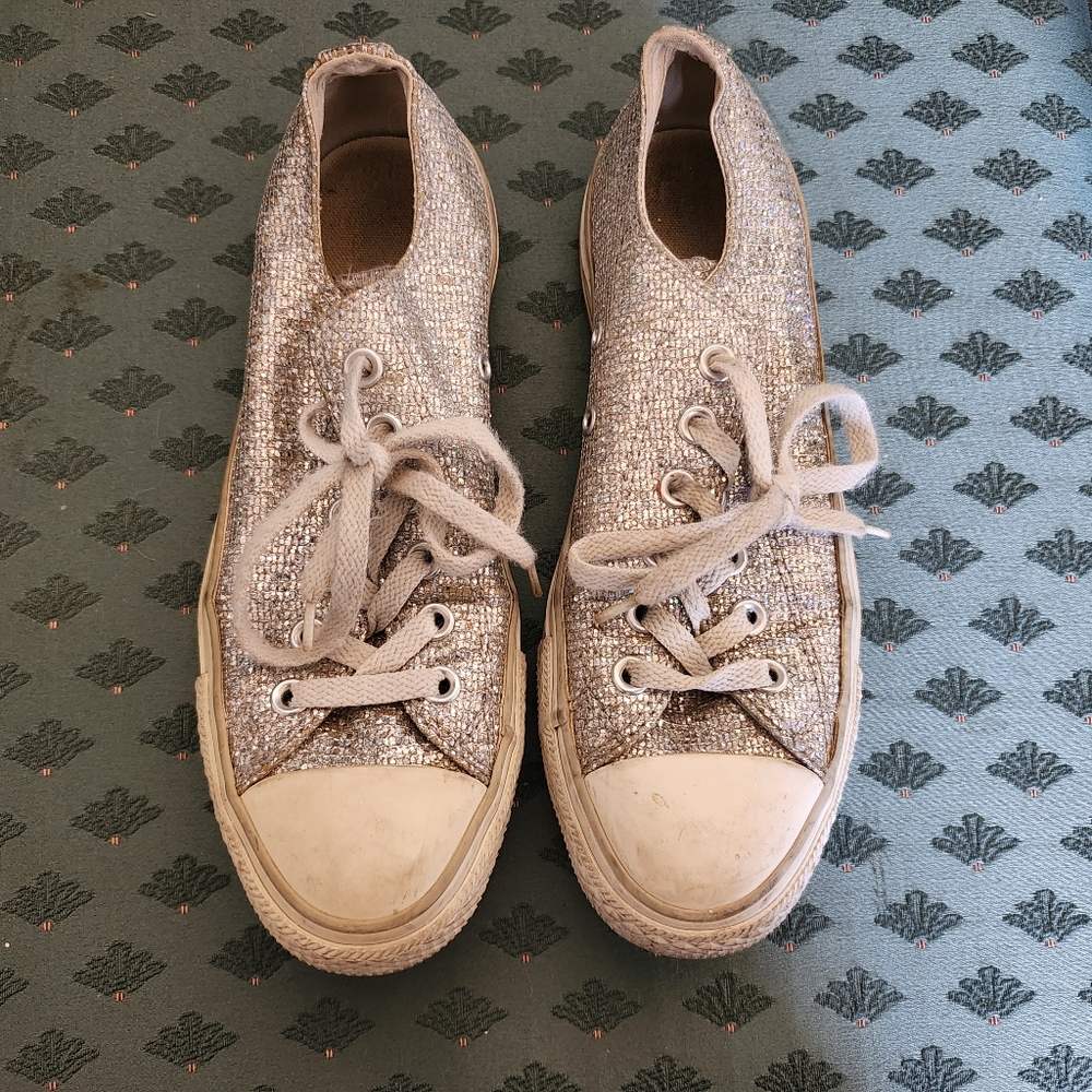 Converse Silver Glitter Sneakers